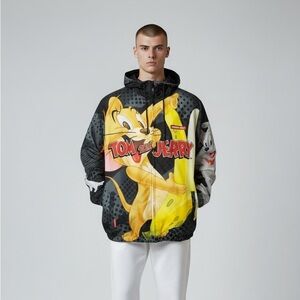 Members Only Tom and Jerry Hooded Windbreaker Jacket Size M